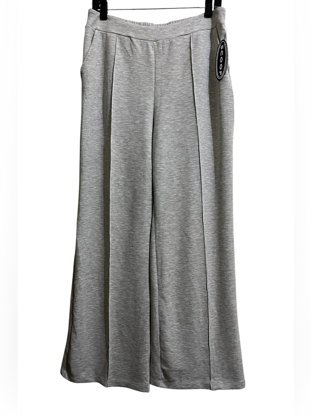 NWT Scoop Women’s Gray Scuba Seamed Front Wide Leg Pants Size Large